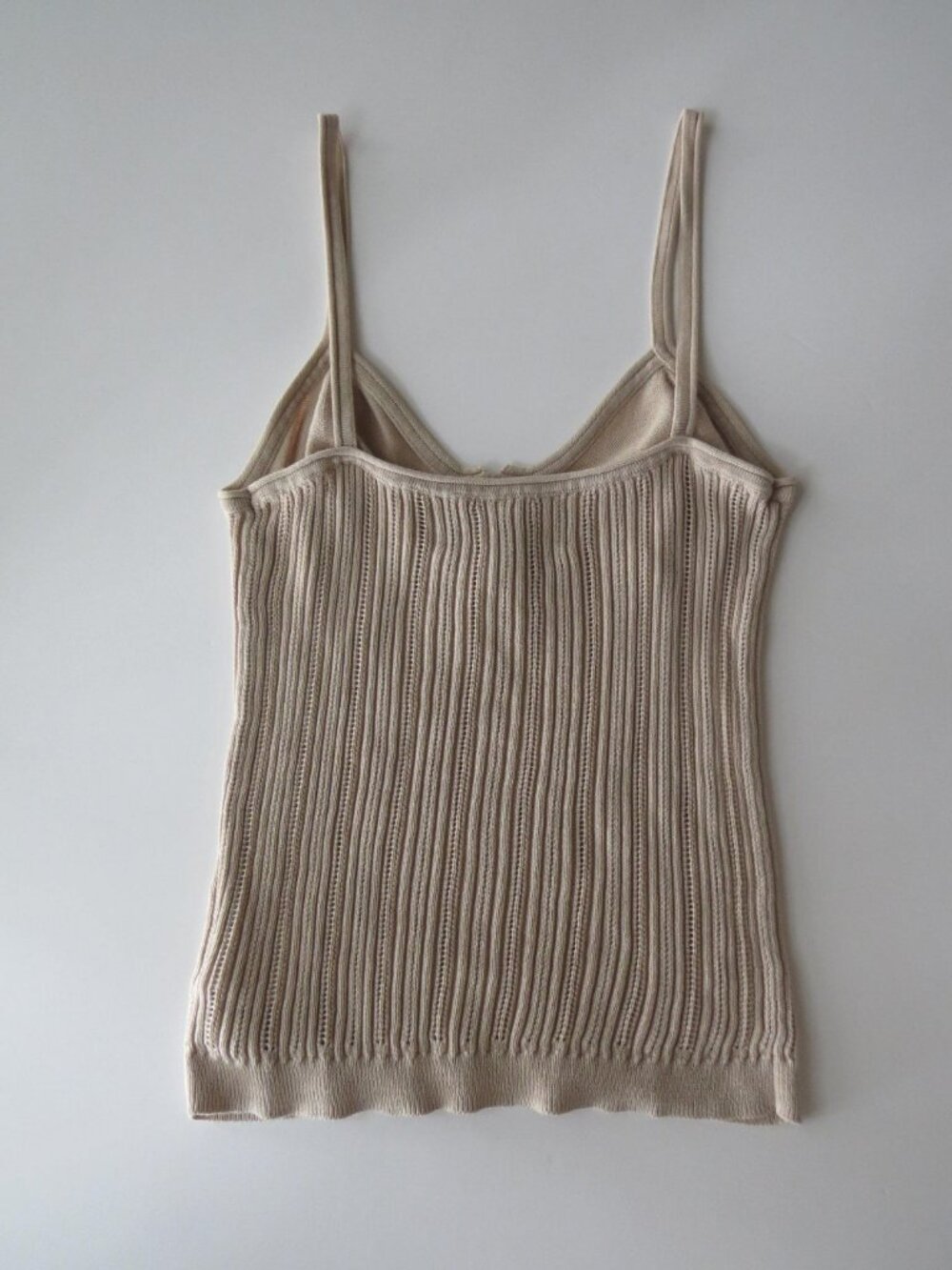 Vintage 2000s Fiore Atelier Ribbed Knit Camisole, Italian 00s, Camel Brown/Tan, - Picture 5 of 8